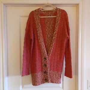 Free People Long Cardigan - Peach/salmon